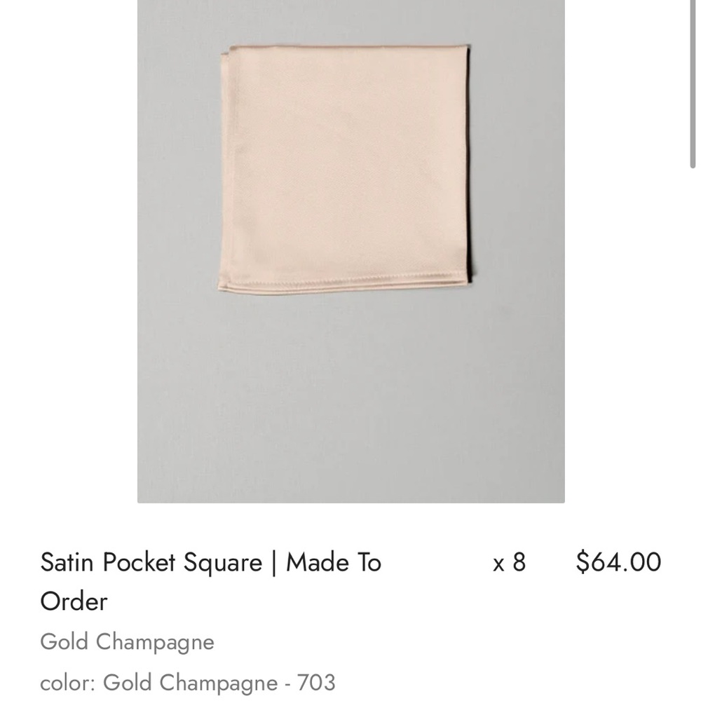 Revelry Gold Champagne Satin Pocket Square NWT